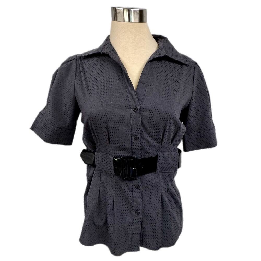 Apt. 9 Gray Button Down Shirt Small Belted Fitted Essential